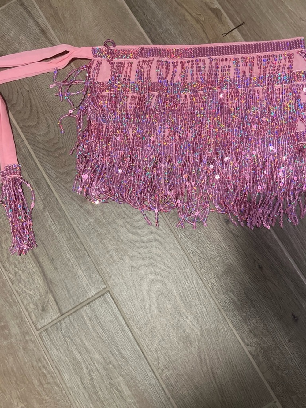 Amazon Pink Sequin Fringe Mini Skirt